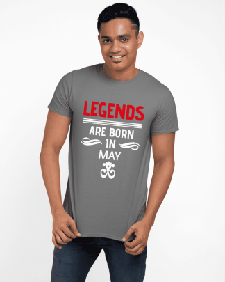 legends are born in may printed t shirt dark grey